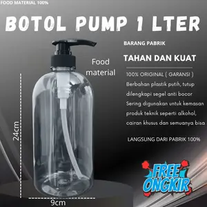 BOTOL PUMP HITAM 1 LITER TEBAL, BOTOL PUMP 1 LITER ASLI