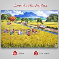 Gambar Lukisan Pemandangan Panen Padi Kanvas Cat Minyak Paket Frame Bingkai dari Lukisan Bandung Kota Bandung 2 Tokopedia