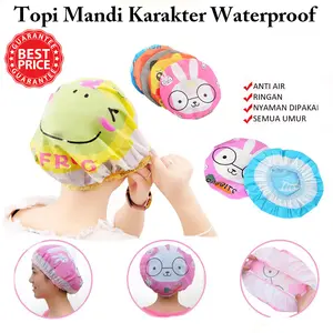 Shower Cap Topi Mandi Karakter WaterProof Topi Keramas Penutup Kepala