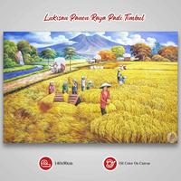 Gambar Lukisan Pemandangan Panen Padi Kanvas Cat Minyak Paket Frame Bingkai dari Lukisan Bandung Kota Bandung 1 Tokopedia