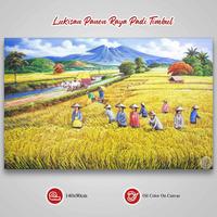 Gambar Lukisan Pemandangan Panen Padi Kanvas Cat Minyak Paket Frame Bingkai dari Lukisan Bandung Kota Bandung 5 Tokopedia