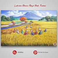 Gambar Lukisan Pemandangan Panen Padi Kanvas Cat Minyak Paket Frame Bingkai dari Lukisan Bandung Kota Bandung 3 Tokopedia