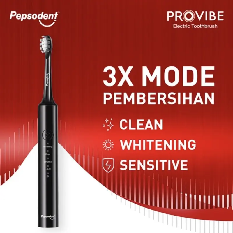 PEPSODENT ProVibe Electric Toothbrush Set. Free Travel Case - Black 3