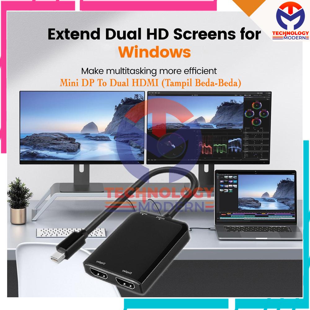 Multiple Monitor Mini DP to Dual HDMI Extend Display 2 Monitor 4K