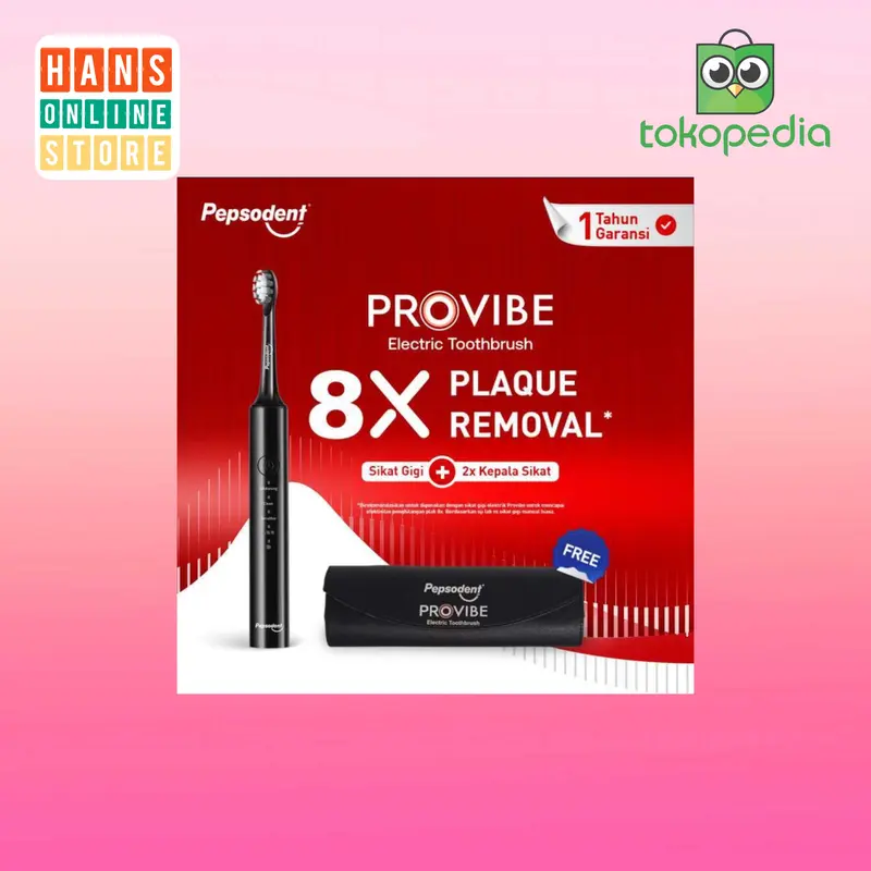 PEPSODENT ProVibe Electric Toothbrush Set. Free Travel Case - Black 0