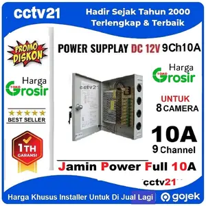 Power Supply PSU Box Panel DC 12V 10A Murni Adaptor CCTV 9CH