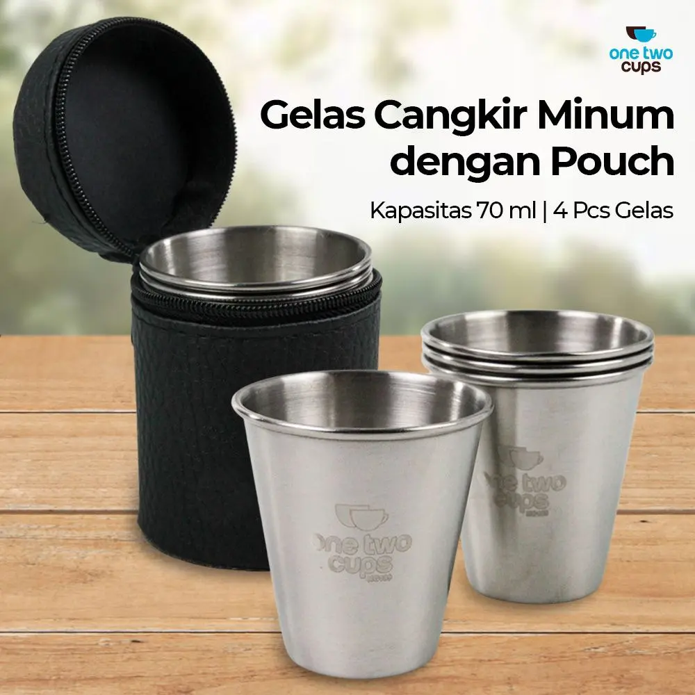 1 SET ISI 4 CANGKIR CUP CAMPING STAINLESS STEEL 70ml-HG189