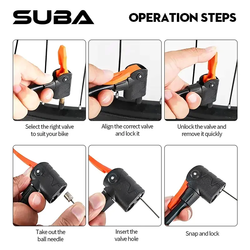 Pompa Sepeda SUBA 320 – 120 Psi Bicycle Pump Presta, Schrader 1