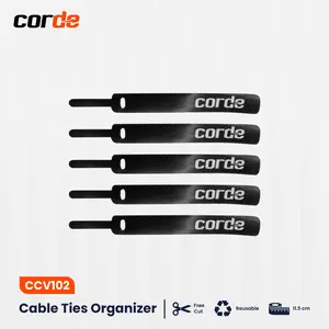 Corde CCV102 Cable Ties Organizer Tali Pengikat Perekat Kabel Serbaguna Hitam 11.5 CM untuk Organisasi Kabel di Meja - Black, Desk