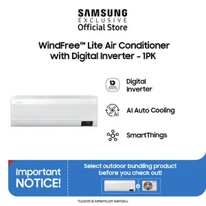 Samsung WindFree Lite 1PK Air Conditioner AR10CYFAAWKNSE – AC AI untuk Rumah | Digital Inverter, Easy Filter & Hemat Energi