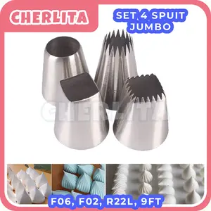 Spuit F06 F02 R22L 9FT Besar Jumbo Corong Dekorasi Kue Korean Cake Stainless Steel Mirip Wilton Tanpa Sambungan Premium