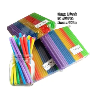 sedotan besar pop ice sedotan boba Sedotan cao warna warni ujung datar 8mm isi 100Pcs