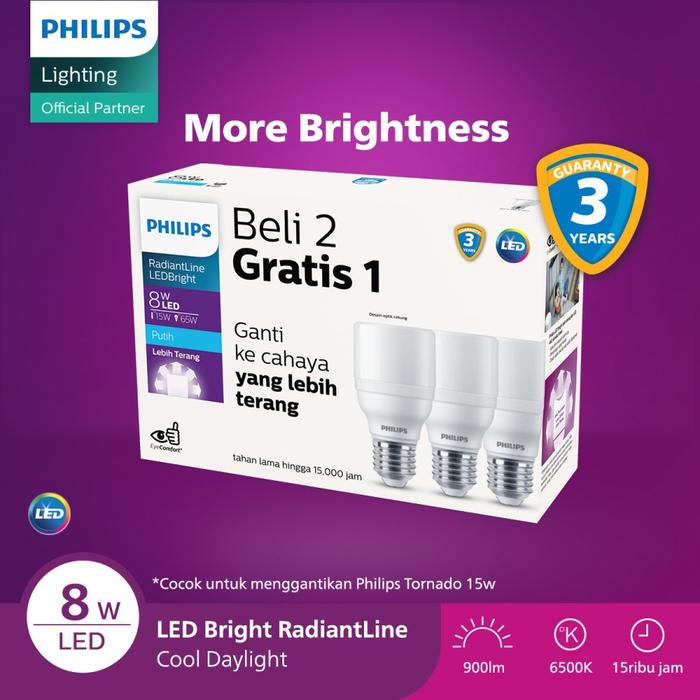 Gambar Philips Lampu Multipack Radiantline LEDBright 8W 6500K 230V Putih dari Philips lighting Surabaya Kota Administrasi Jakarta Timur Tokopedia
