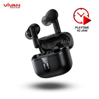 Gambar TWS VIVAN LIBERTY T100E ENC EARPHONE BLUETOOTH 5.3 IPX5 WITH DIGITAL LED POWER BASS BLACK/WHITE - Putih dari btgcom Kota Denpasar 4 Tokopedia
