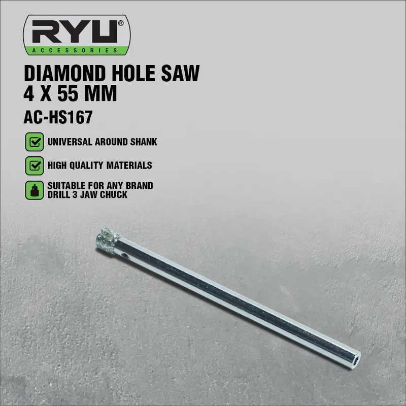 RYU Mata Bor Keramik 4 x 55 Mm Mata Bor Kaca Diamond Hole Saw 0