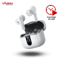 Gambar TWS VIVAN LIBERTY T100E ENC EARPHONE BLUETOOTH 5.3 IPX5 WITH DIGITAL LED POWER BASS BLACK/WHITE - Putih dari btgcom Kota Denpasar 3 Tokopedia