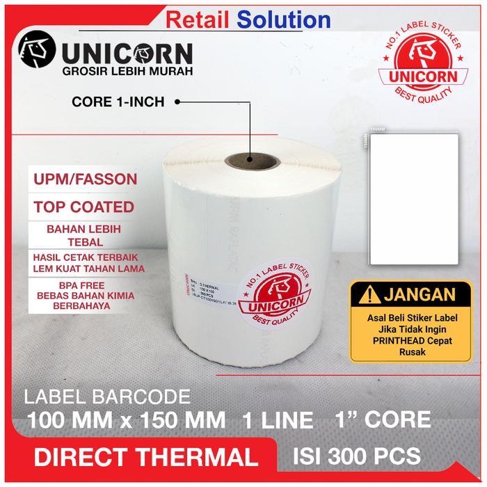 Gambar Stiker Label Barcode Resi Alamat UK A6 100x150 mm Isi 300pcs - Thermal dari Retail Solution_NEW Kota Bandung Tokopedia