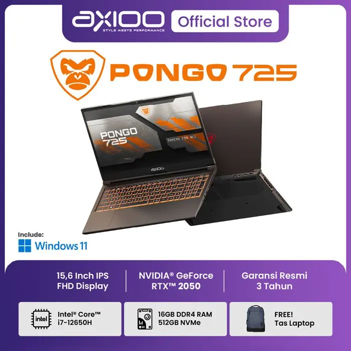 Axioo Pongo 725 i7-12650 16gb/512gb/vga 4gb rtx2050/15" 0