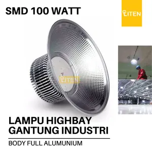 FULL ALUMUNIUM Lampu Highbay LED 100W Lampu UFO Gantung Industri Gudang High Bay sorot jalan 100 w watt