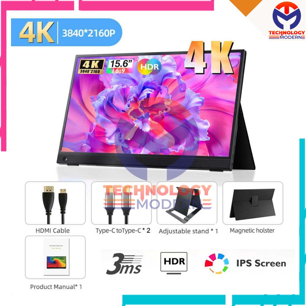 4K monitor portable 15.6 Inch with AMD FreeSync (Input : Type C & Mini HDMI) 3840*2160@60Hz