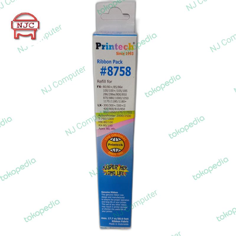 Refill Pita Printech 8758 LX-300 LX-310 untuk Printer Dot Metriks Ribbon Pack Black 3