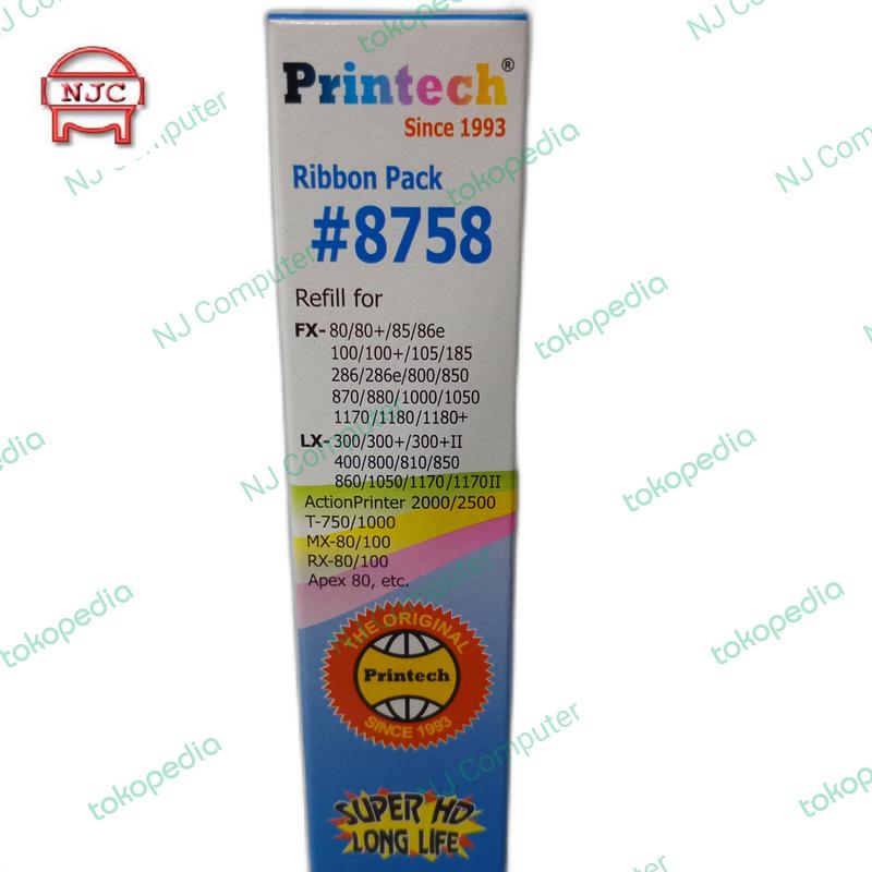 Refill Pita Printech 8758 LX-300 LX-310 untuk Printer Dot Metriks Ribbon Pack Black 2