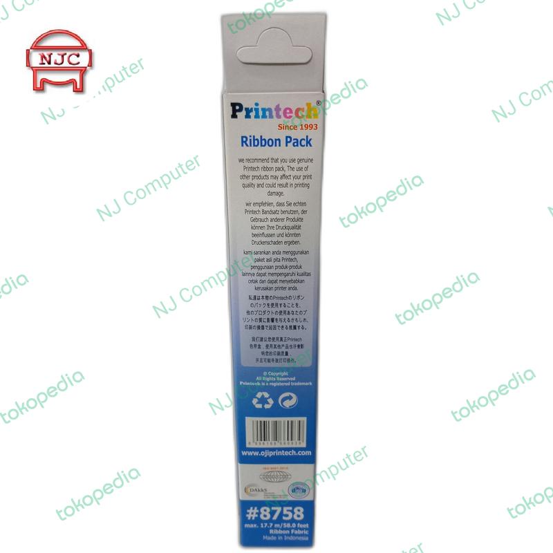 Refill Pita Printech 8758 LX-300 LX-310 untuk Printer Dot Metriks Ribbon Pack Black 4