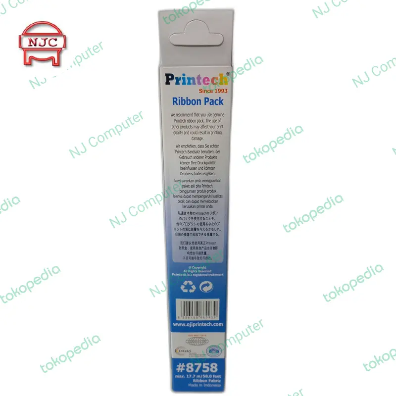 Refill Pita Printech 8758 LX-300 LX-310 untuk Printer Dot Metriks Ribbon Pack Black 4