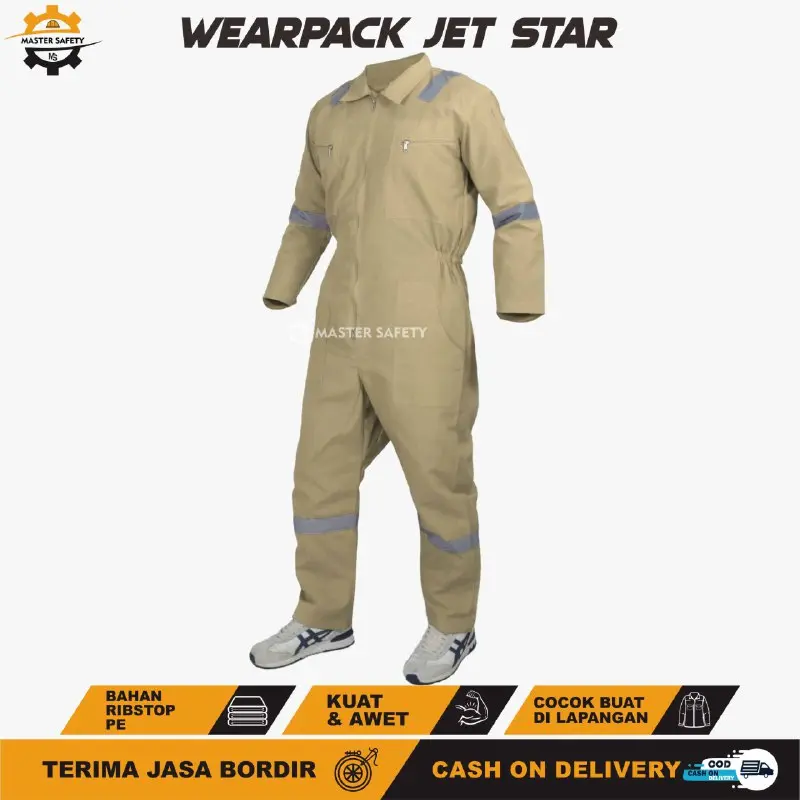 Wearpack safety lengan panjang seragam kerja memakai scotlight - wearpack kerja pabrik bengkel las Abu Hitam Merah Navy Biru Celana Atasan Baju Setelan Hijau 6