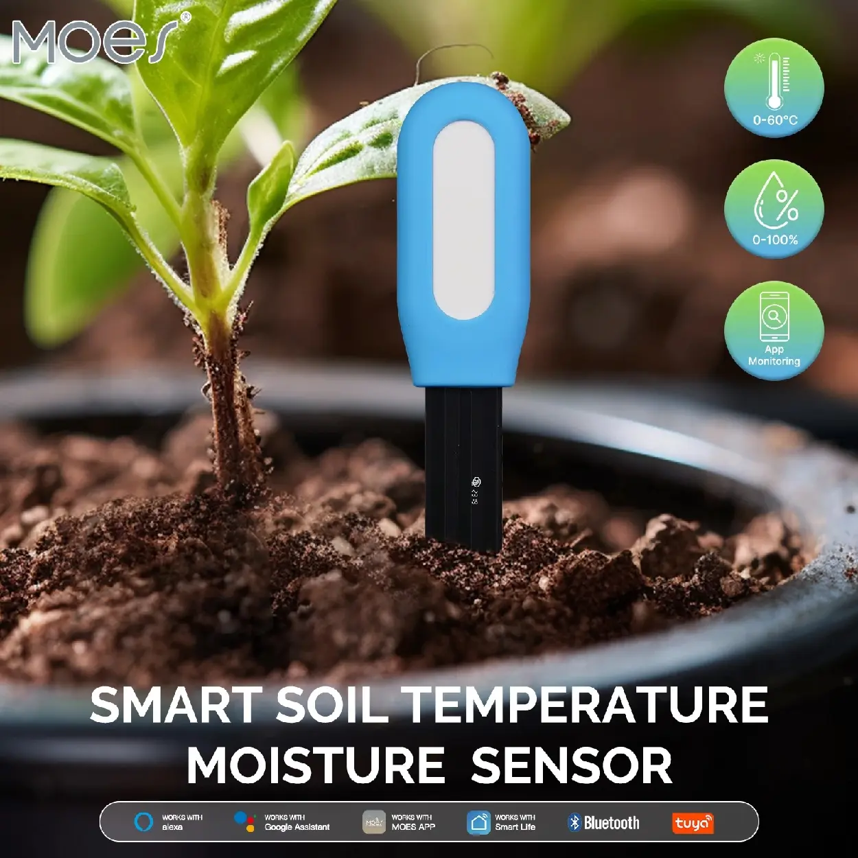 Sensor Pengukur Kelembaban Tanah Bluetooth via App Smartphone - Promo