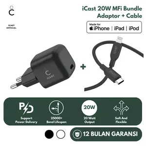 Charger iPhone 20W MFi Fast Charging iCast Mini Adaptor 20W Lightning