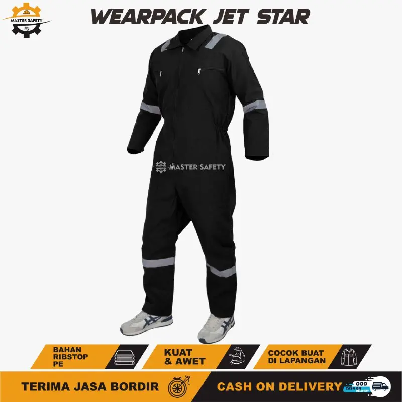 Wearpack safety lengan panjang seragam kerja memakai scotlight - wearpack kerja pabrik bengkel las Abu Hitam Merah Navy Biru Celana Atasan Baju Setelan Hijau 7
