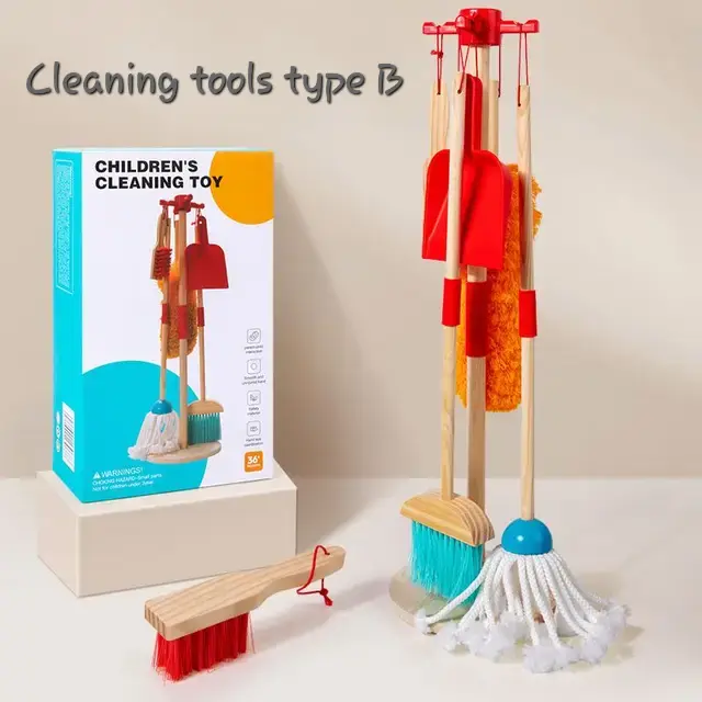 wooden toy cleaning set/mainan alat kebersihan anak 3