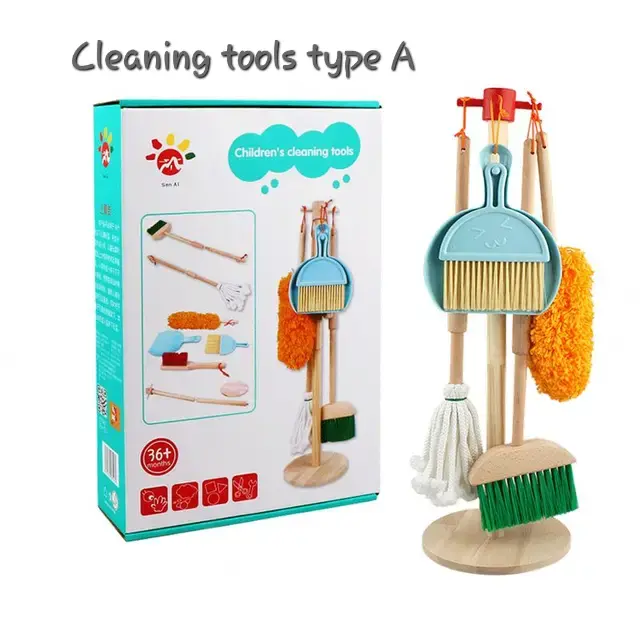 wooden toy cleaning set/mainan alat kebersihan anak 2