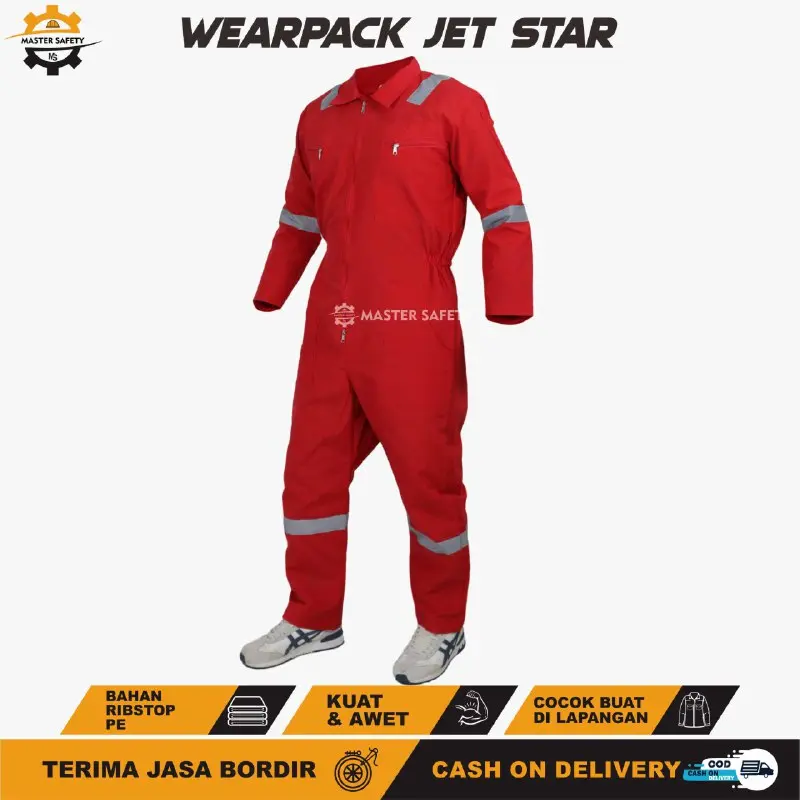 Wearpack safety lengan panjang seragam kerja memakai scotlight - wearpack kerja pabrik bengkel las Abu Hitam Merah Navy Biru Celana Atasan Baju Setelan Hijau 8