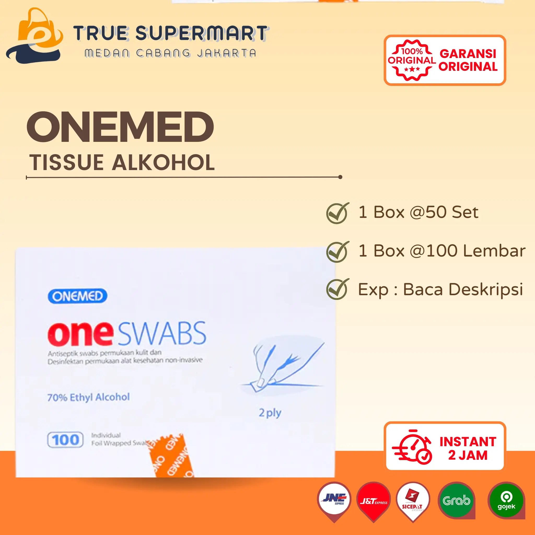 Tissue Alcohol Onemed Tisu Alkohol One Swab 1 Box Isi 100pcs