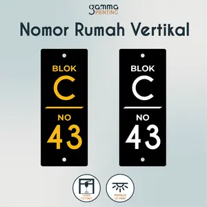 Nomor Rumah Acrylic Vertikal UV Custom / Papan Alamat Acrylic Nomer 30x12