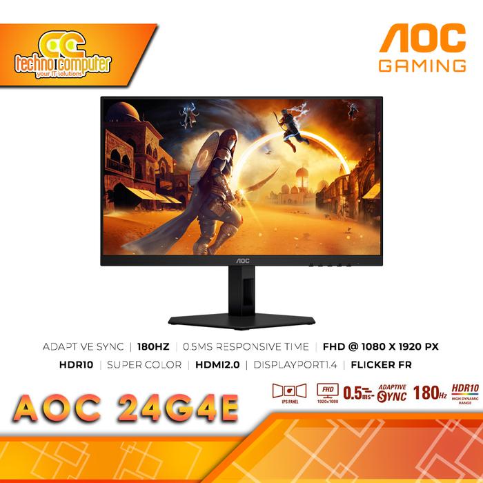 Gambar LED Monitor AOC 24G4E - 24 inch FHD 180Hz 1ms IPS Gaming Monitor dari Techno Computer Bali Kota Denpasar Tokopedia