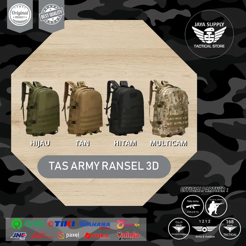 Tas Ransel 3D Army Impor Tactical Cordura Backpack Laptop Punggung ...