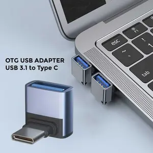 ADAPTER TYPE-C 3.1 TYPE-C 3.1 ELBOW TO USB TYPE-A CONVERTER ALUMUNIUM ALLOY HIGH SPEED CONNECTOR OTG FLASHDISK TYPE C KONVERTER DONGLE PORTABLE DIRECTION CHANGER