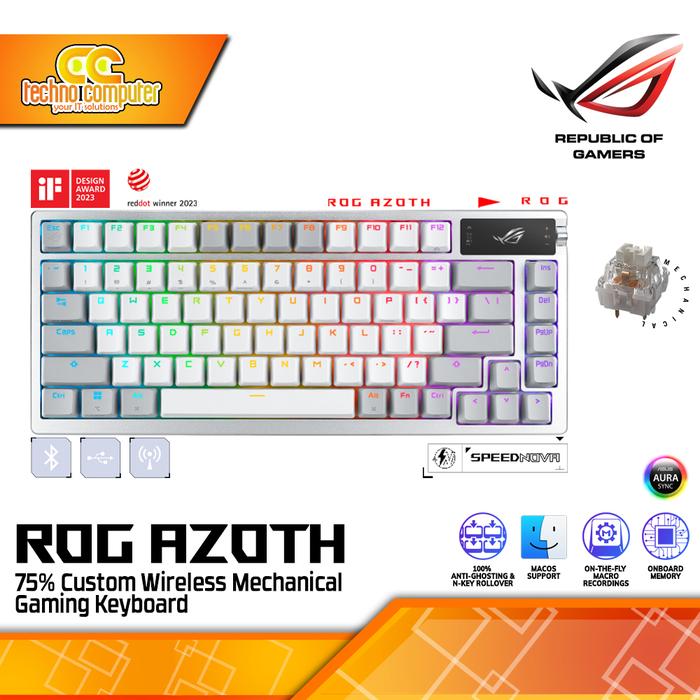 Gambar ASUS ROG Azoth 75 Moonlight White Wireless DIY Custom Gaming Keyboard dari Techno Computer Bali Kota Denpasar Tokopedia