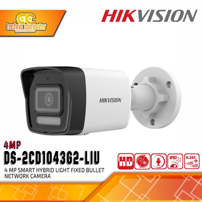 Gambar HIKVISION DS-2CD1043G2-LIU 4MP OUTDOOR Smart Hybrid Light Fixed Bullet Network Camera CCTV dari Techno Computer Bali Kota Denpasar Tokopedia
