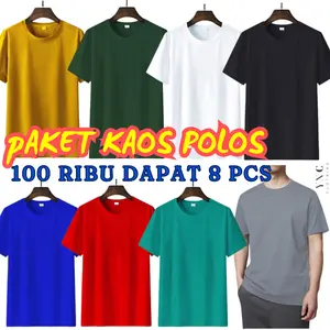 KAOS POLOS PRIA WANITA 100 RIBU DAPAT 8 PCS