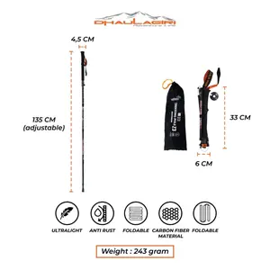 Foldable Carbon Trekking Pole Lipat Dhaulagiri Z3 / Tongkat Hiking Dhaulagiri Carbon Z5 / Trekking Pole Dhaulagiri 103 / Tongkat Taff Foldable Lipat