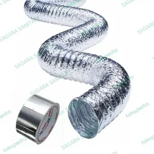 pipa exhaust 4 in panjang 10 meter + lakban aluminium flexible duct 4"