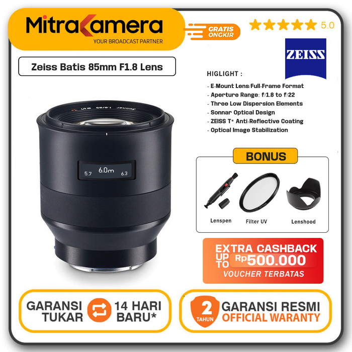 Gambar Zeiss Batis 85mm F1.8 Lens for Sony E Mount dari Mitrakamera Kota Administrasi Jakarta Selatan Tokopedia