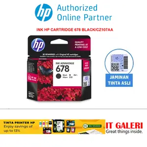 HP Tinta Printer Original 678 Black (CZ107AA)