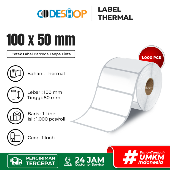 Sticker Label Inventaris Jual Stiker Label Inventaris Barcode Dus Produk Thermal 100x50 mm 1000 ...