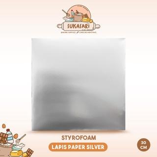 Gambar Styrofoam tatakan lapis SILVER paper 25 cm kotak Square alas kue gabus dari Sukasari Baking Bandung Kota Bandung Tokopedia