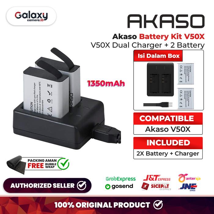 Gambar Akaso Battery Kit V50 X Battrey charger V50X Garansi Resmi dari Galaxy Camera Kota Tangerang Tokopedia